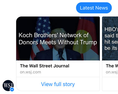 How WSJ uses Facebook Messenger Gallery Elements